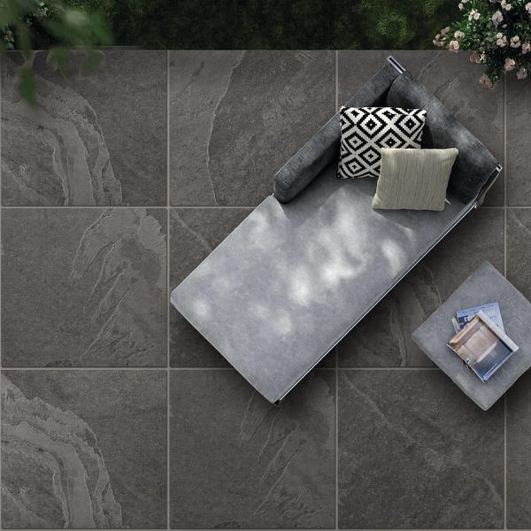 mor black porcelain paving slab 60x60