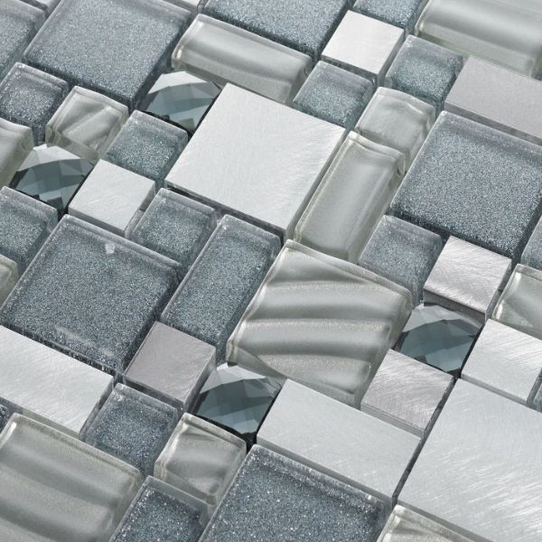 Picture of Blue Brushed Metal Diamond Mosaics 300x300x8mm